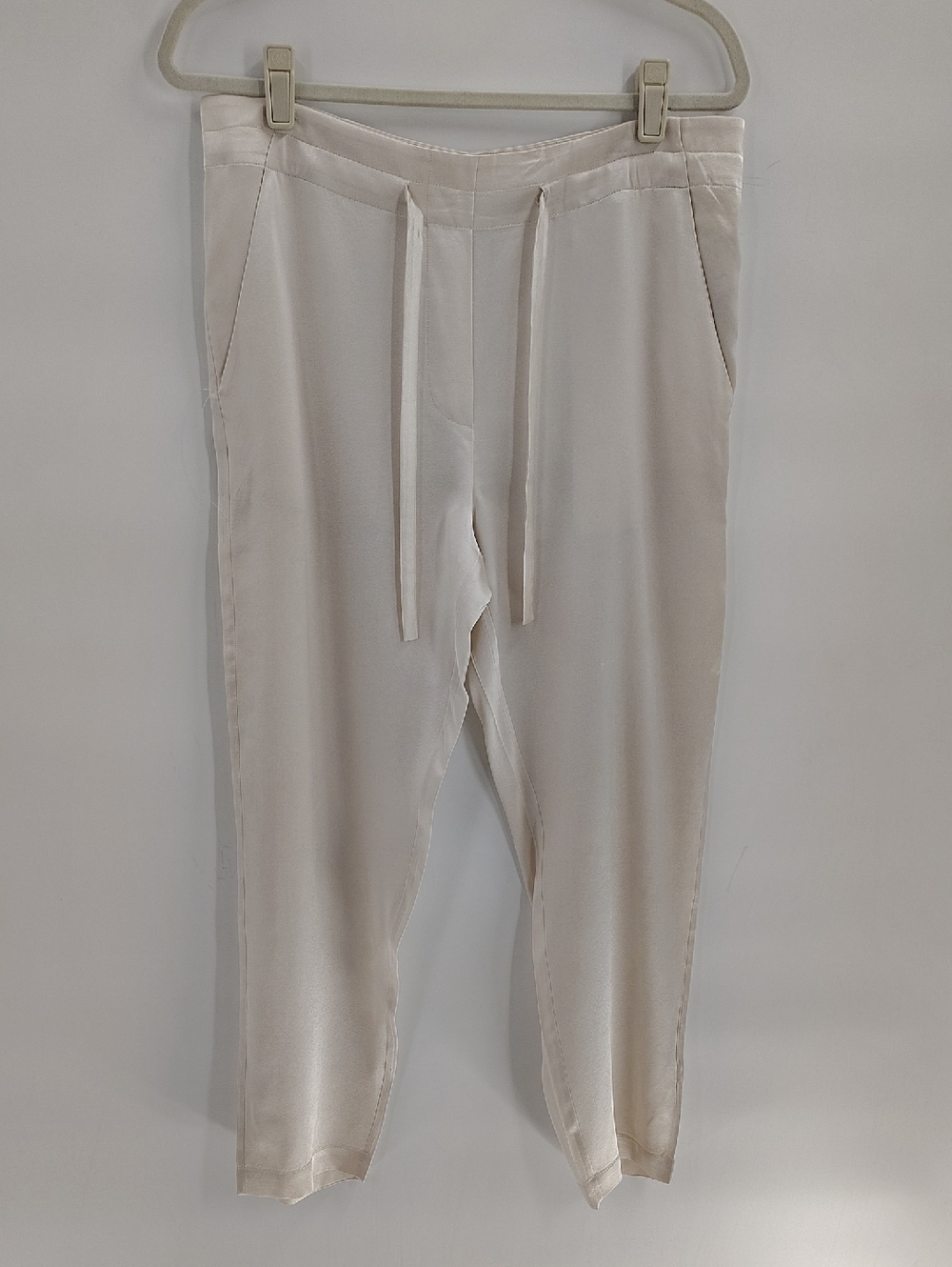 Raquel Allegra Silk Pants Ivory Satin Size Small (1) Tie Waist